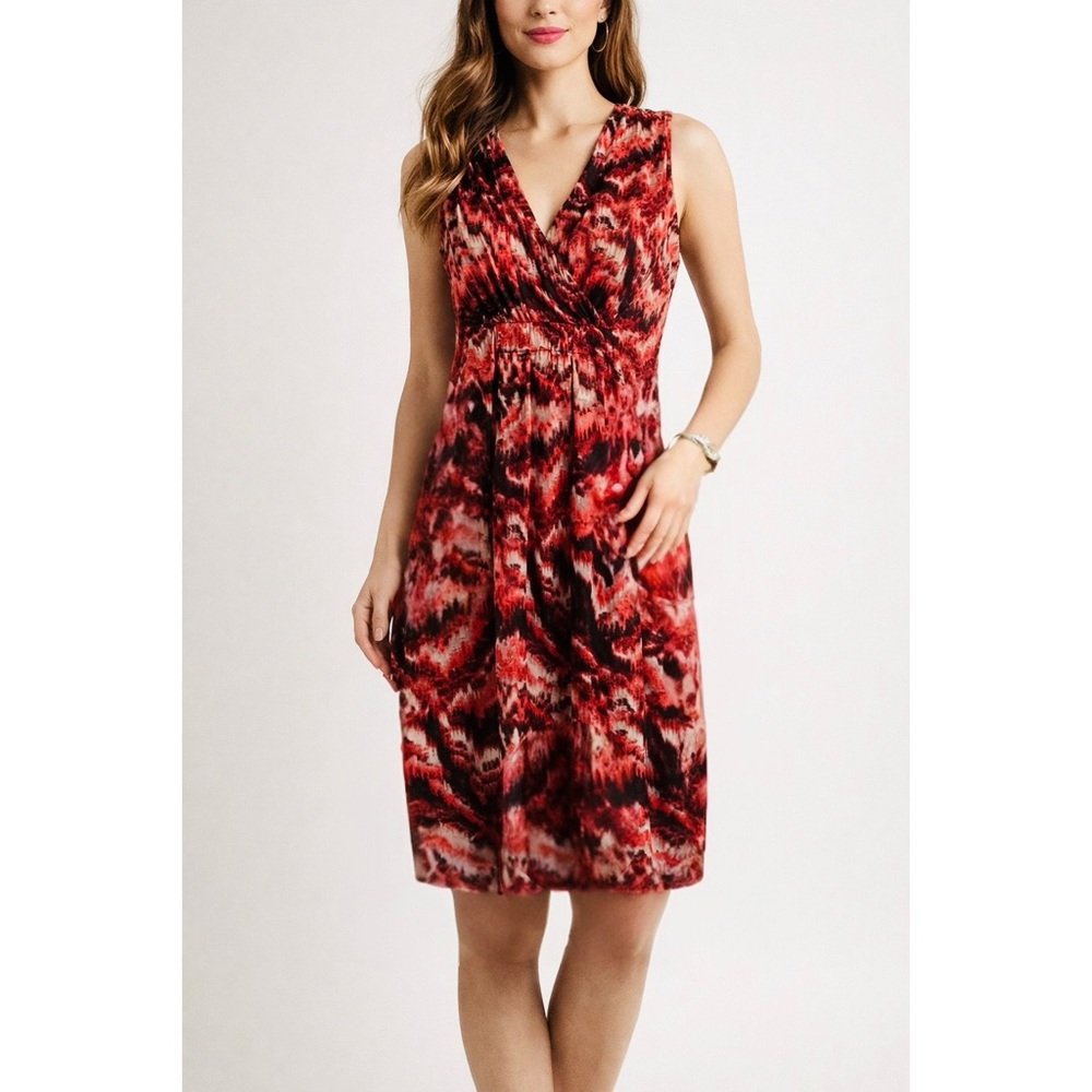 Sleeveless Empire Waist Print Dress Medium Petite